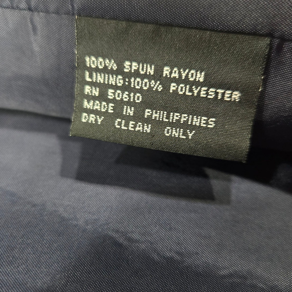 90s Vintage Navy White Houndstooth Kasper Single Button Blazer Jacket Size 12P - Picture 10 of 11